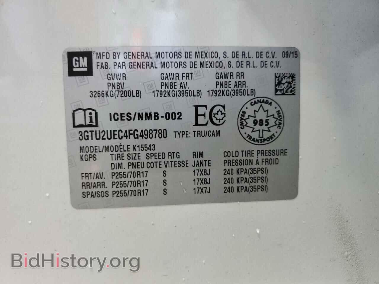 2015 GMC SIERRA - VIN: 3GTU2UEC4FG498780 - Фото 12