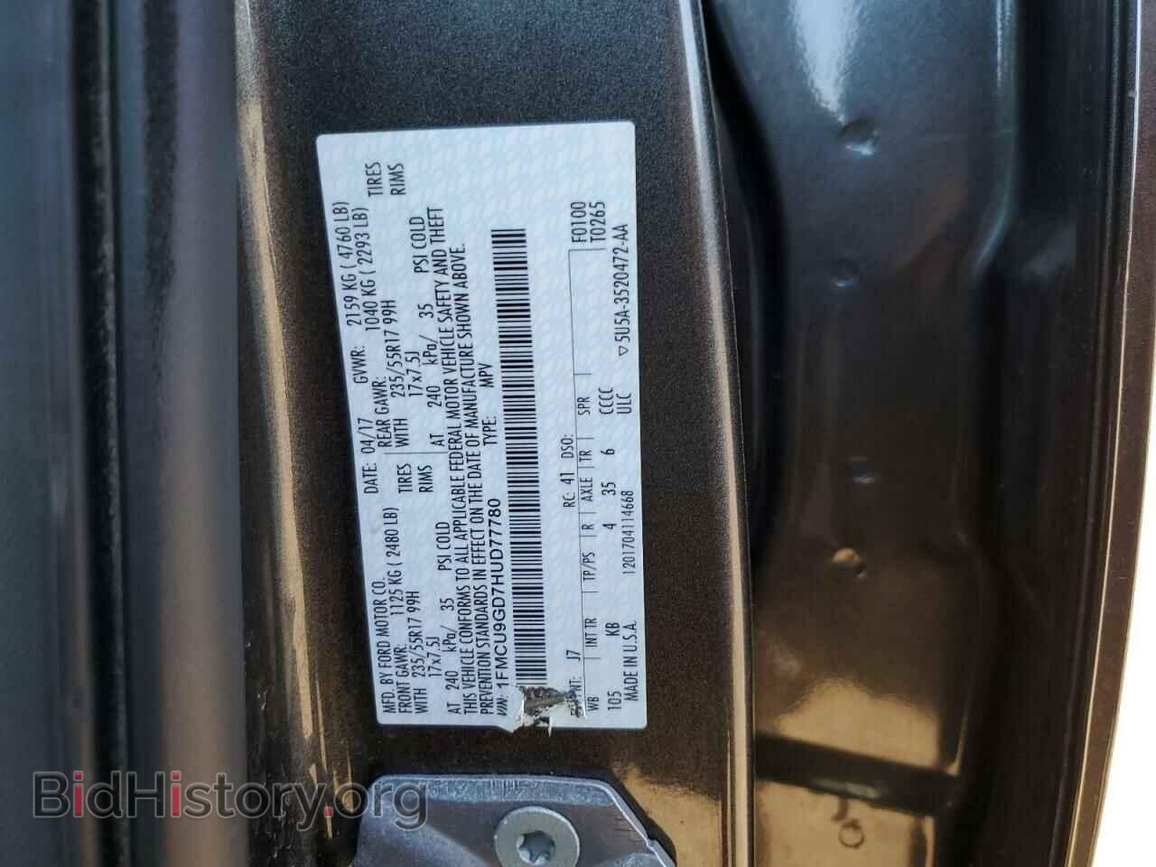 2017 FORD ESCAPE - VIN: 1FMCU9GD7HUD77780 - Фото 13