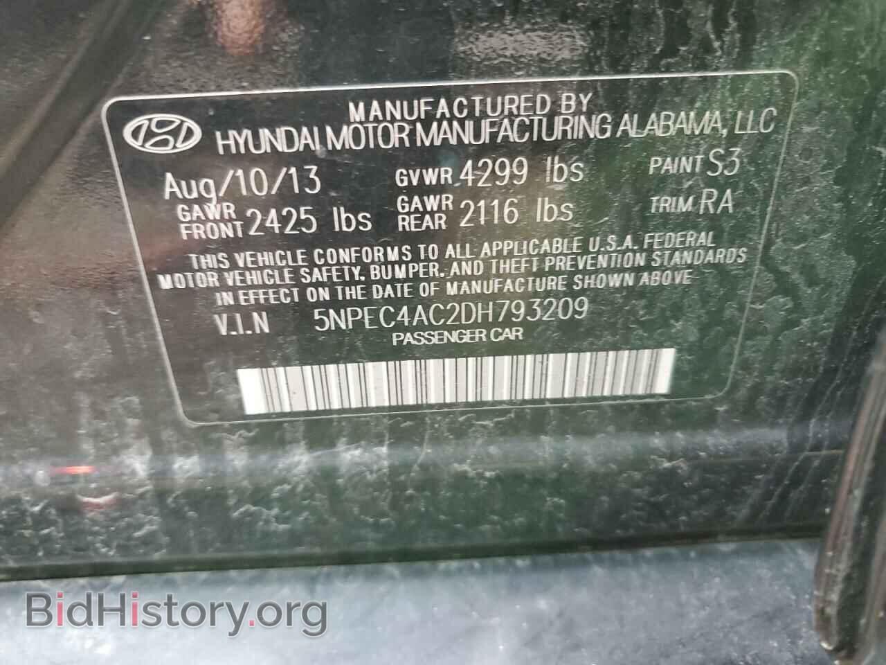 2013 HYUNDAI SONATA - VIN: 5NPEC4AC2DH793209 - Фото 12