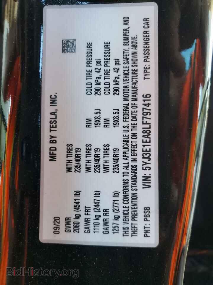 2020 TESLA MODEL 3 - VIN: 5YJ3E1EA8LF797416 - Фото 12
