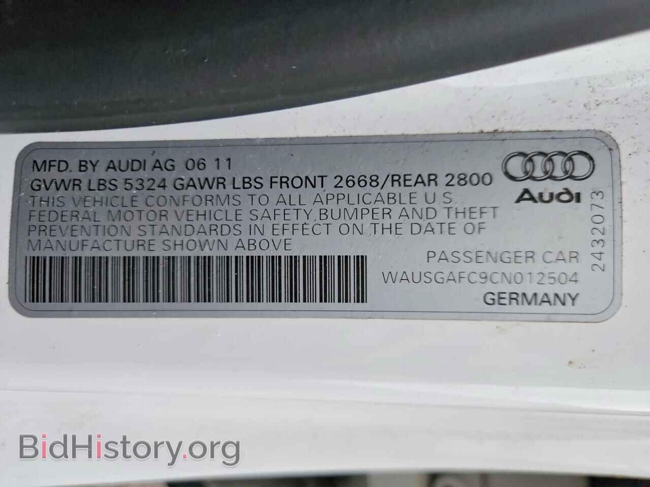 2012 AUDI A7 - VIN: WAUSGAFC9CN012504 - Photo 12