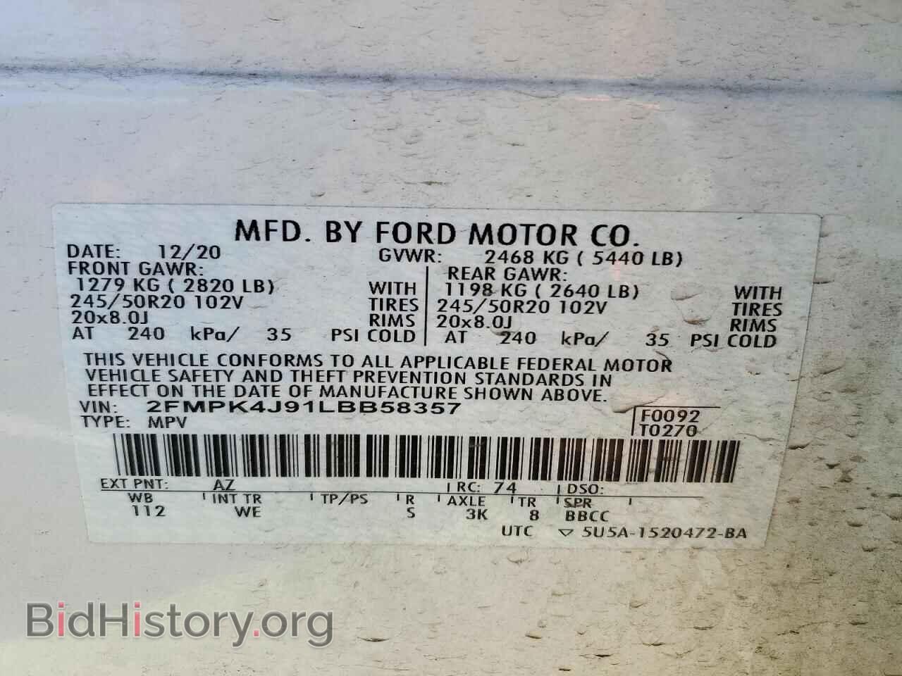 2020 Ford EDGE (VIN 2FMPK4J91LBB58357) — photo 13 of 13