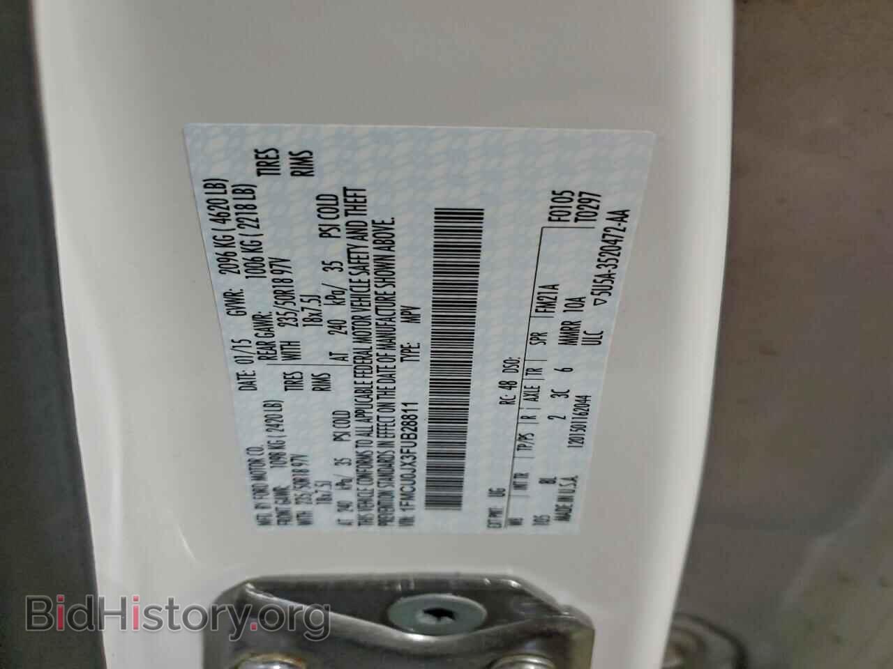 2015 FORD ESCAPE - VIN: 1FMCU0JX3FUB28811 - Фото 13
