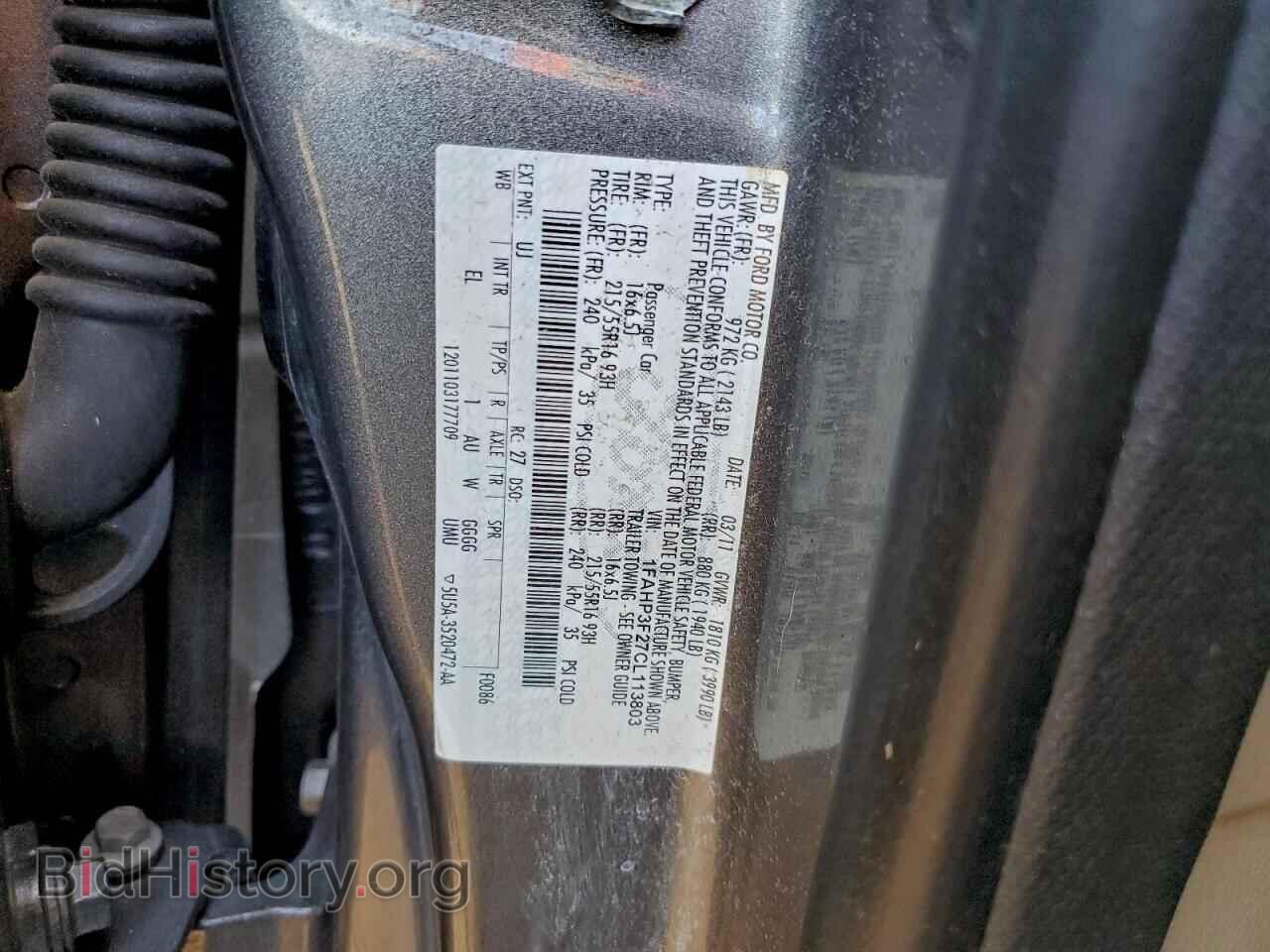 2012 FORD ALL Models - VIN: 1FAHP3F27CL113803 - Фото 12