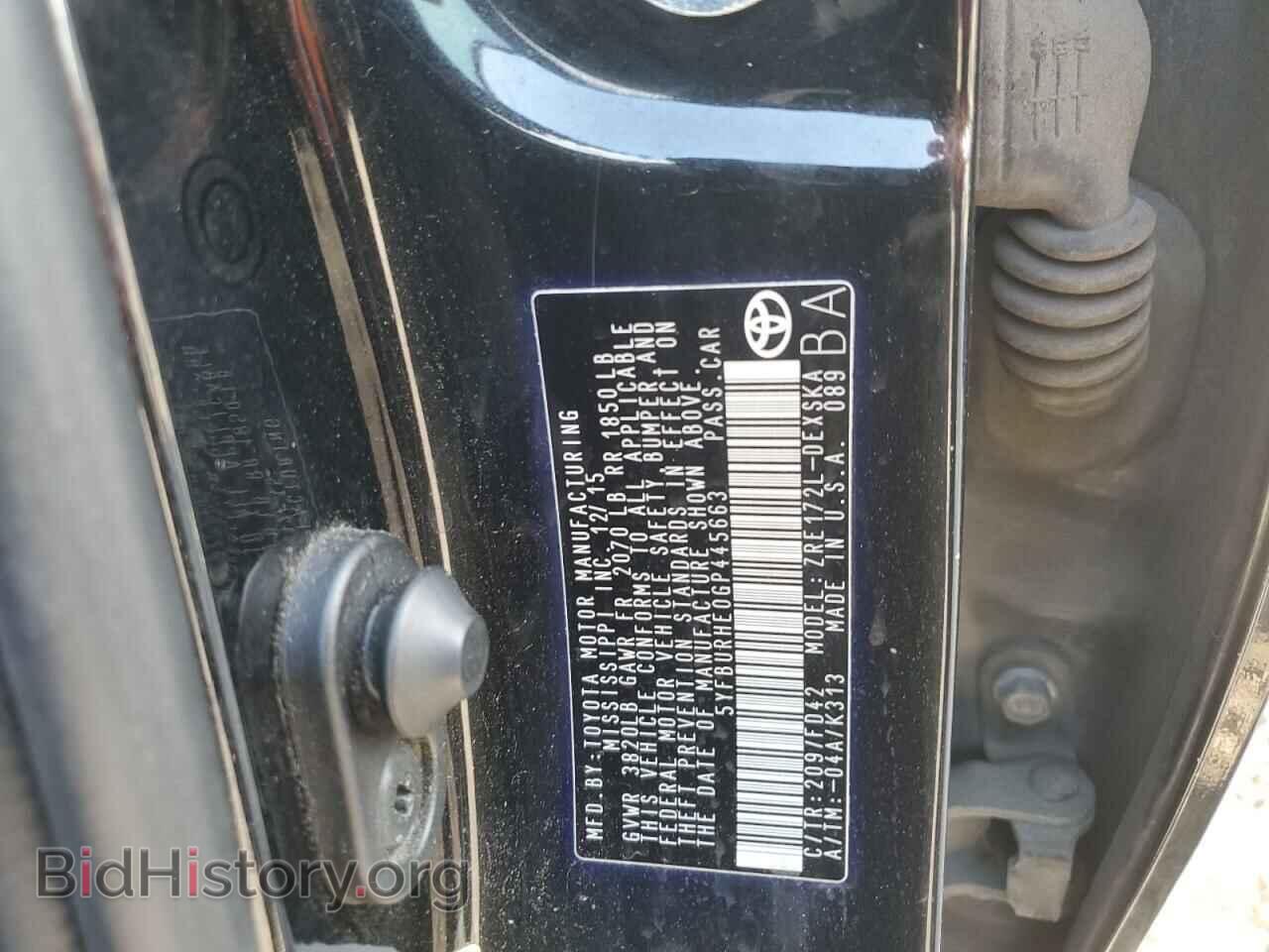 2016 TOYOTA COROLLA - VIN: 5YFBURHE0GP445663 - Фото 12