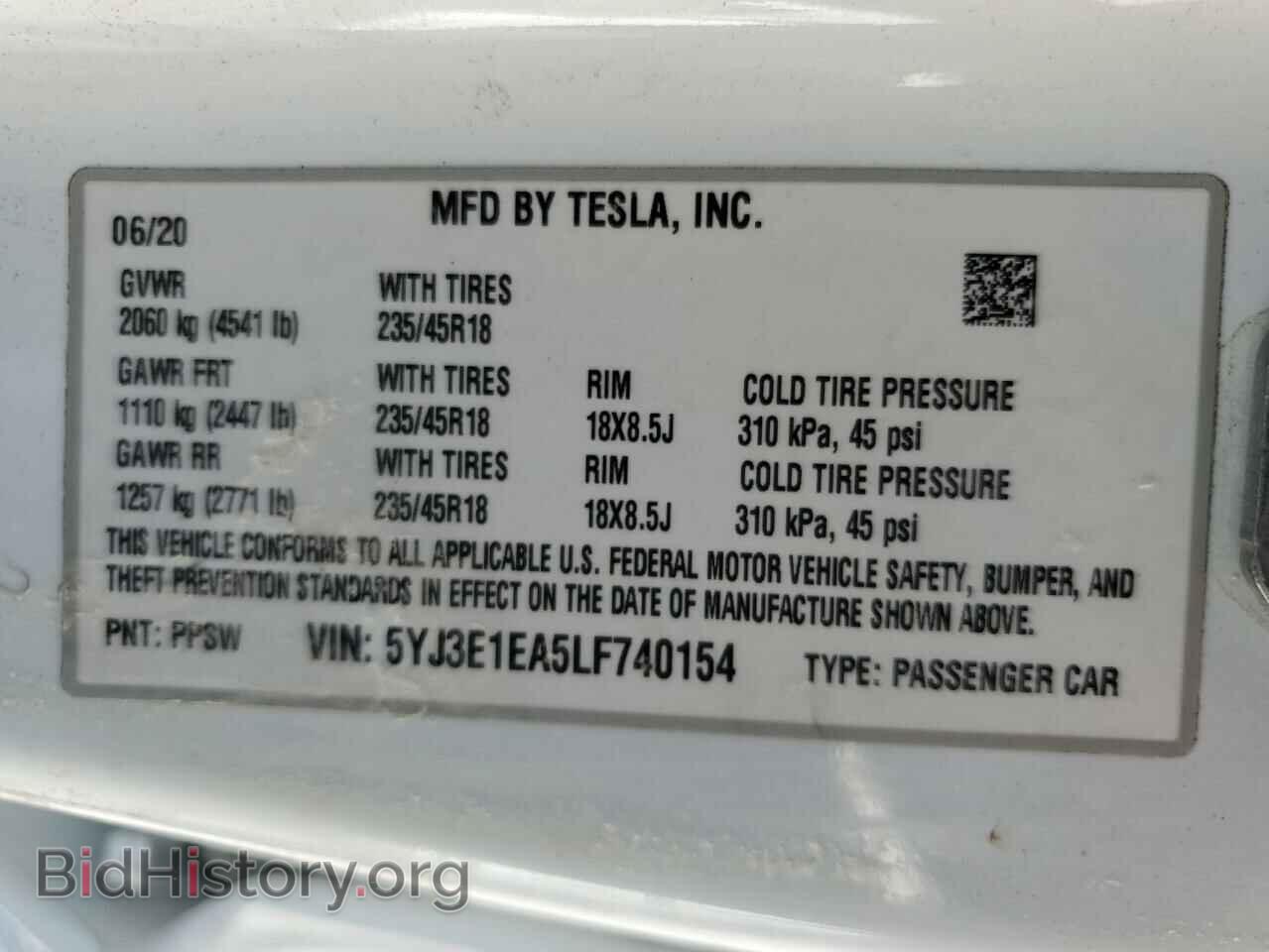 2020 TESLA MODEL 3 - VIN: 5YJ3E1EA5LF740154 - Photo 12