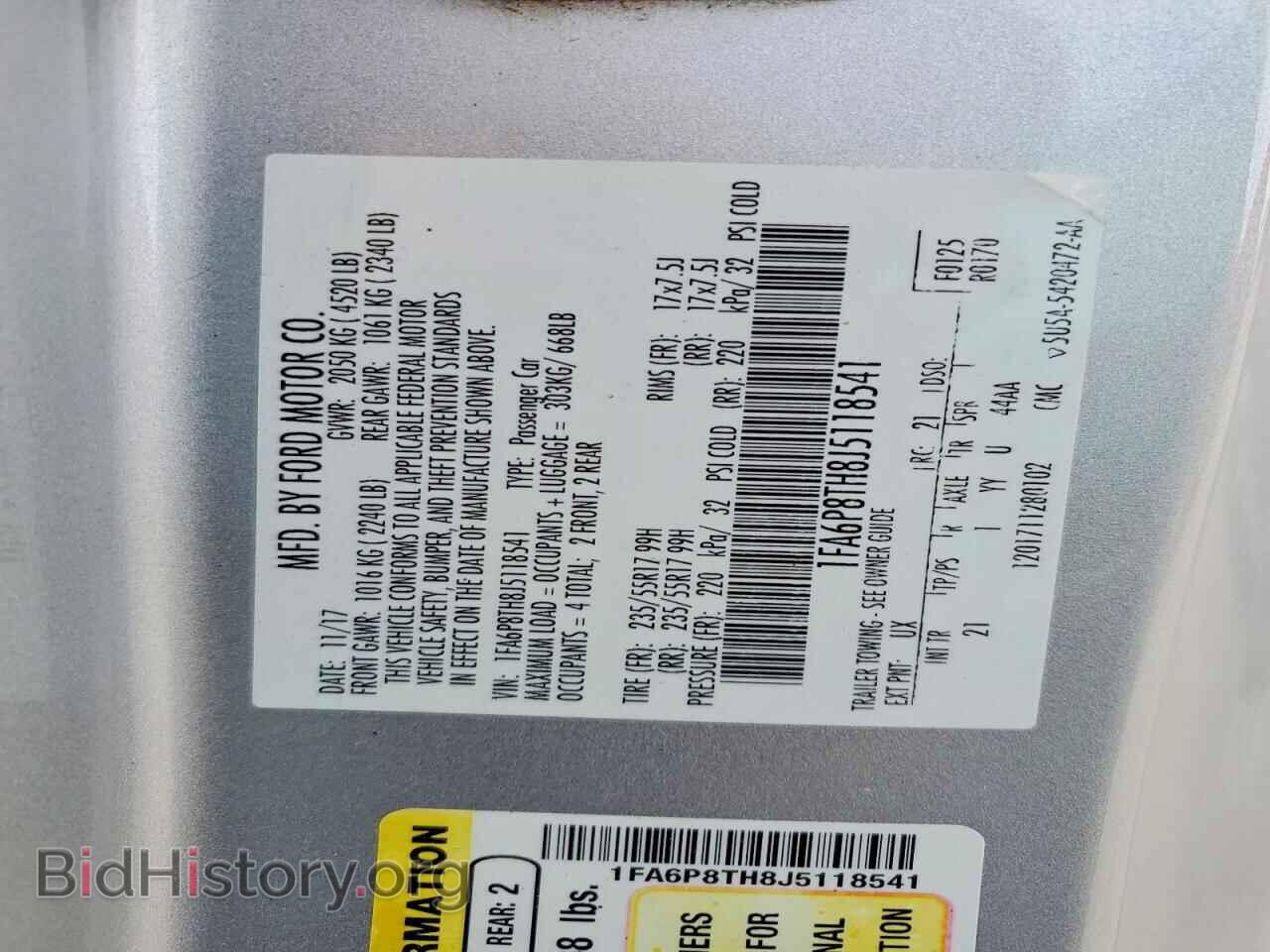 2018 FORD ALL Models - VIN: 1FA6P8TH8J5118541 - Photo 12