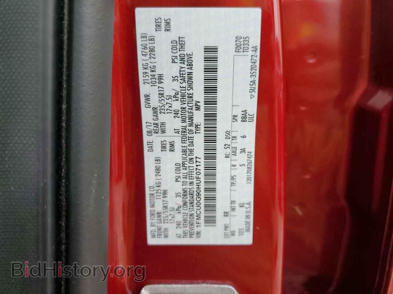 2017 FORD ESCAPE - VIN: 1FMCU0G90HUF07177 - Фото 13