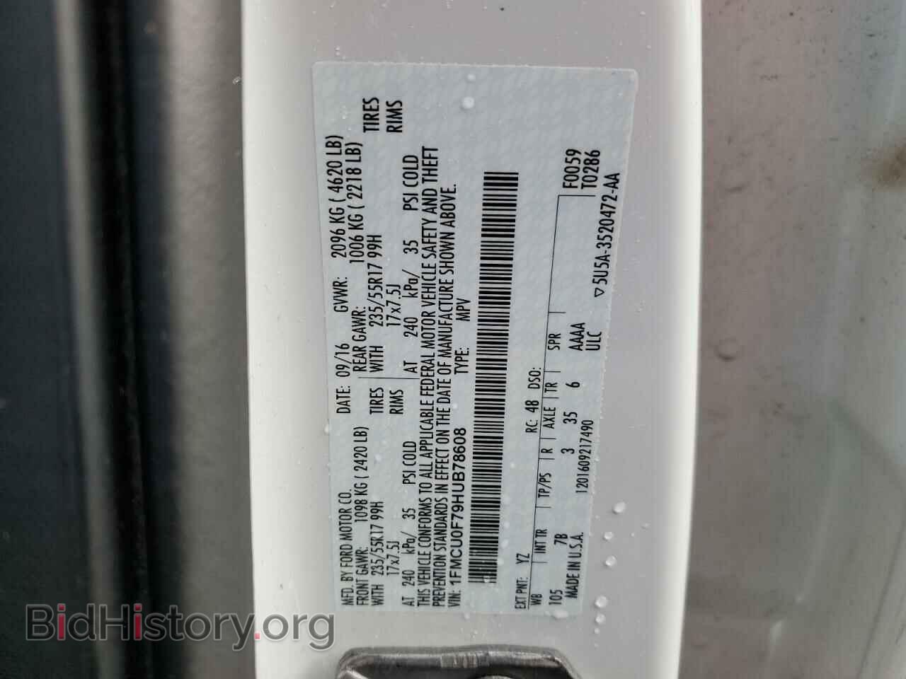 2017 FORD ESCAPE - VIN: 1FMCU0F79HUB78608 - Photo 13