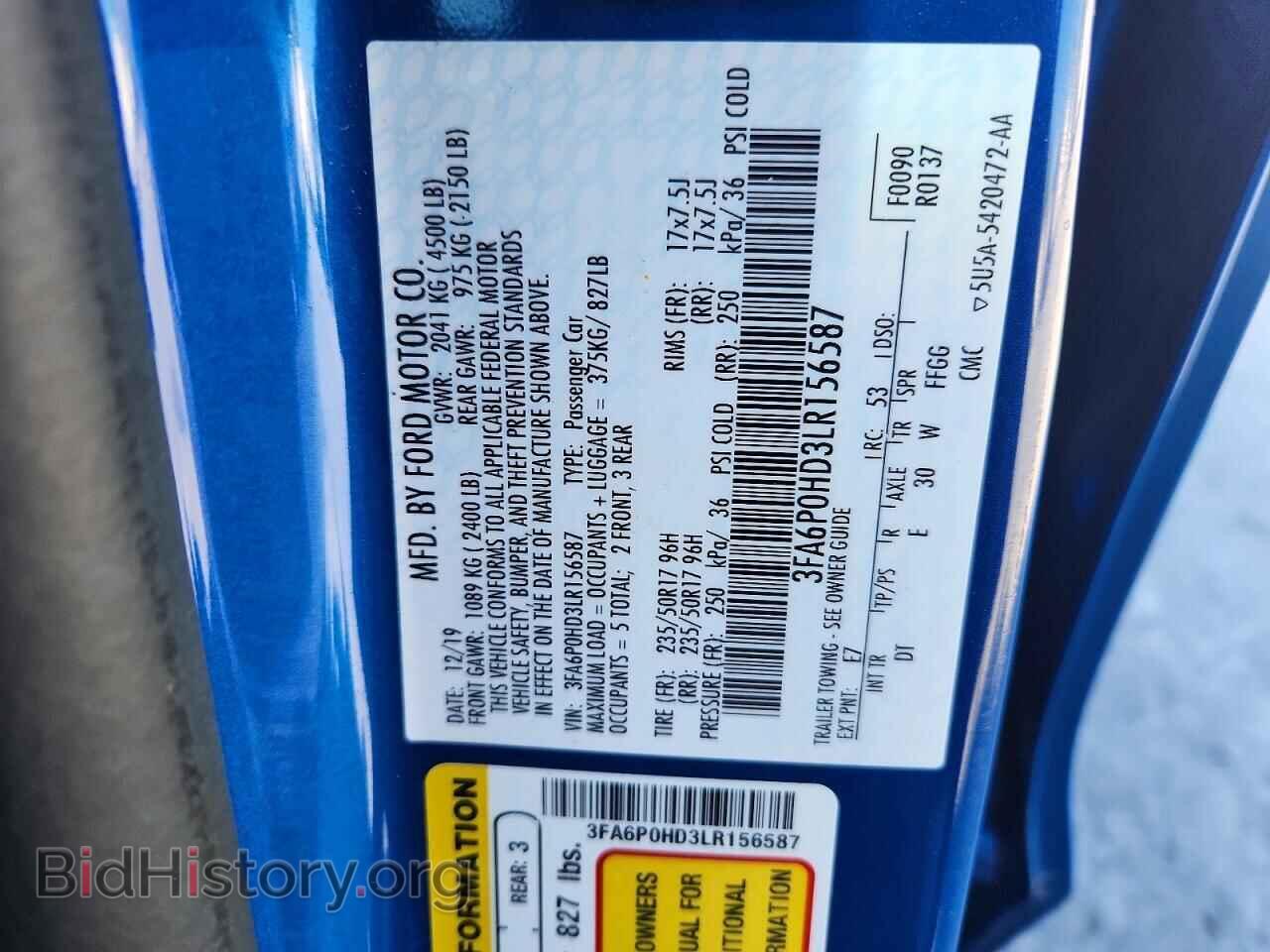 2020 FORD FUSION - VIN: 3FA6P0HD3LR156587 - Фото 13