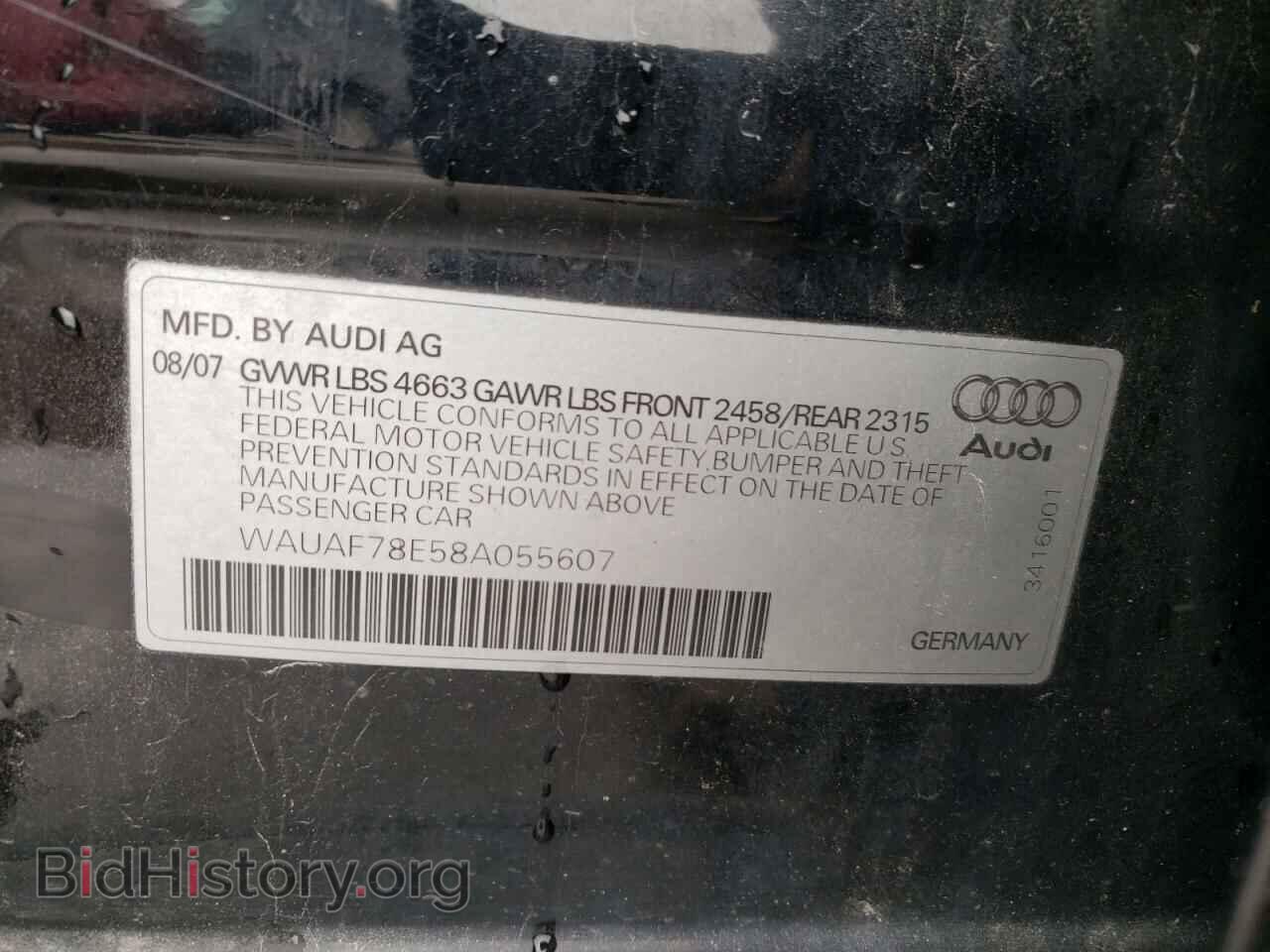 2008 AUDI A4 - VIN: WAUAF78E58A055607 - Фото 12