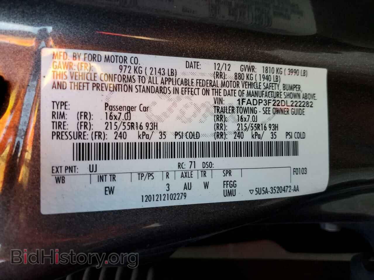 2013 FORD FOCUS - VIN: 1FADP3F22DL222282 - Фото 13