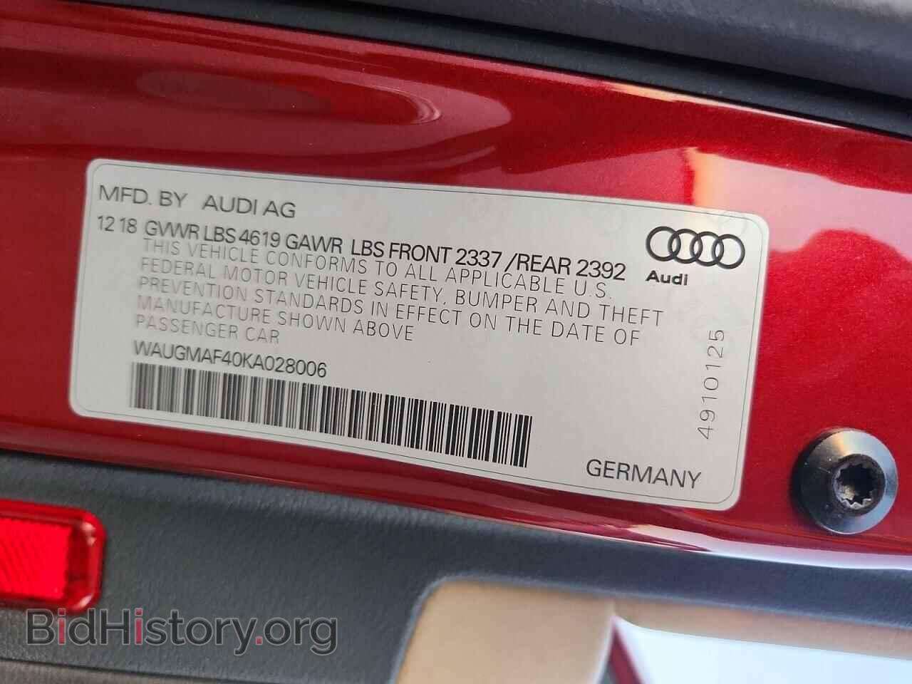 2019 AUDI A4 - VIN: WAUGMAF40KA028006 - Photo 12