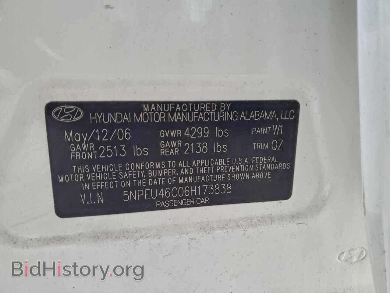 2006 HYUNDAI SONATA - VIN: 5NPEU46C06H173838 - Фото 12