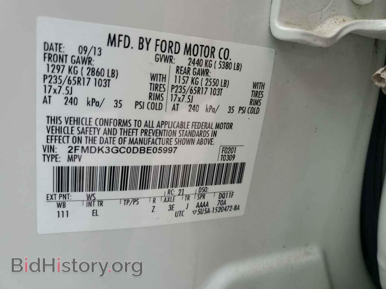 2013 FORD EDGE - VIN: 2FMDK3GC0DBE05997 - Photo 13
