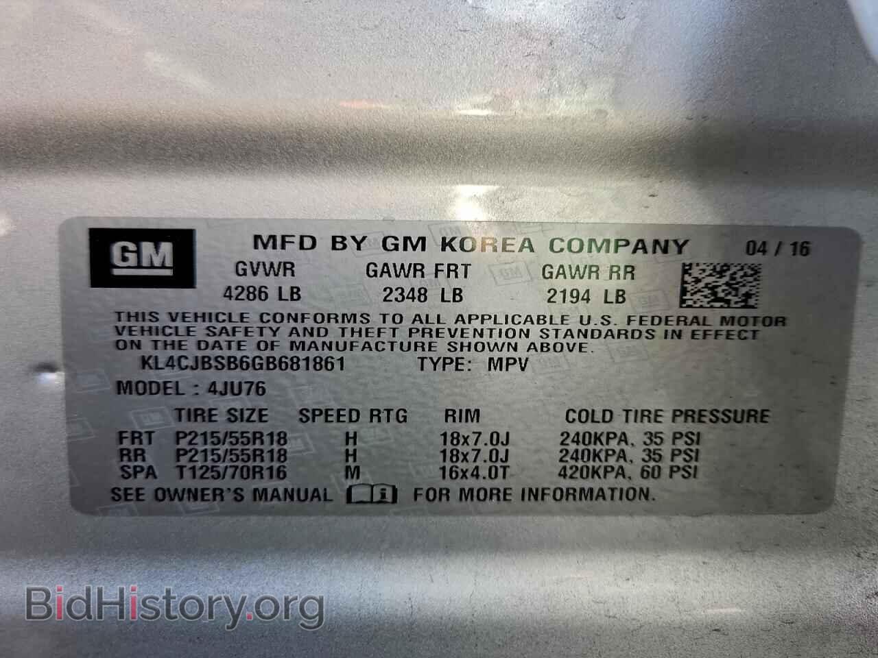2016 BUICK ENCORE - VIN: KL4CJBSB6GB681861 - Photo 14