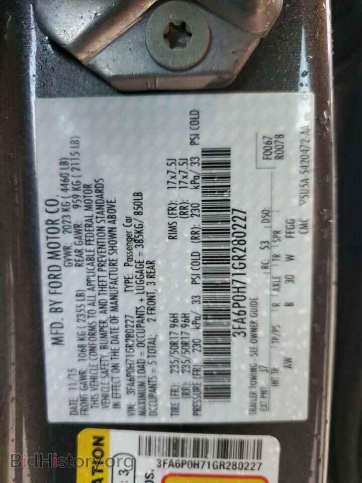 2016 FORD FUSION - VIN: 3FA6P0H71GR280227 - Фото 12