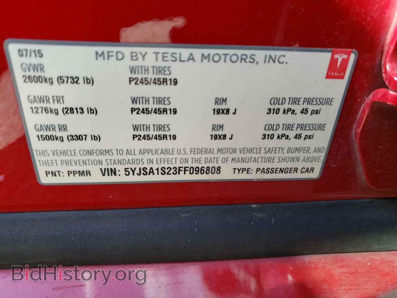2015 TESLA MODEL S - VIN: 5YJSA1S23FF096808 - Фото 14