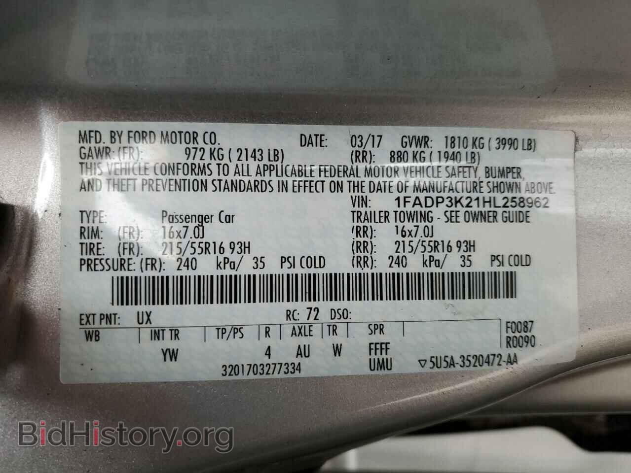 2017 FORD FOCUS - VIN: 1FADP3K21HL258962 - Фото 12