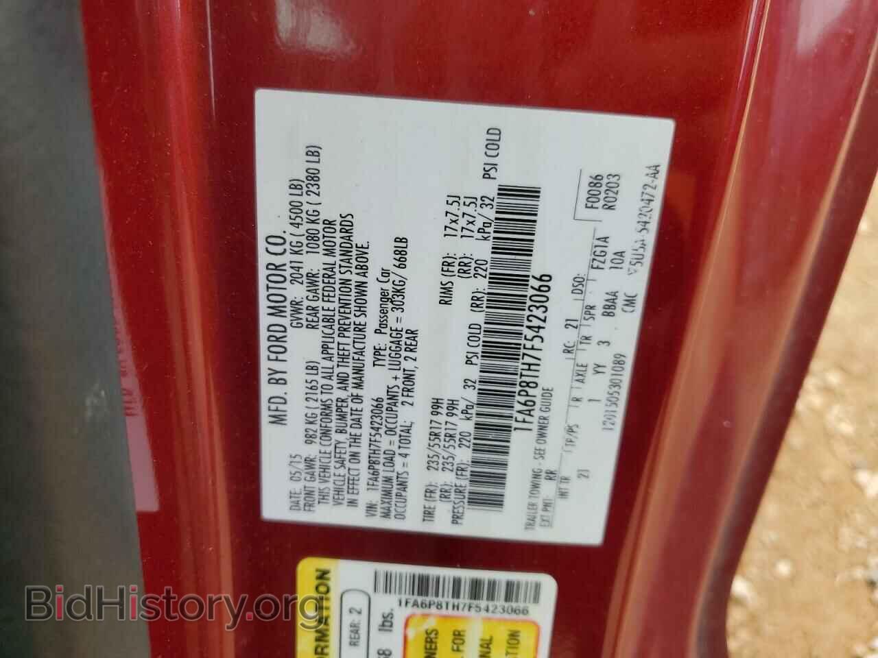 2015 FORD ALL Models - VIN: 1FA6P8TH7F5423066 - Фото 12