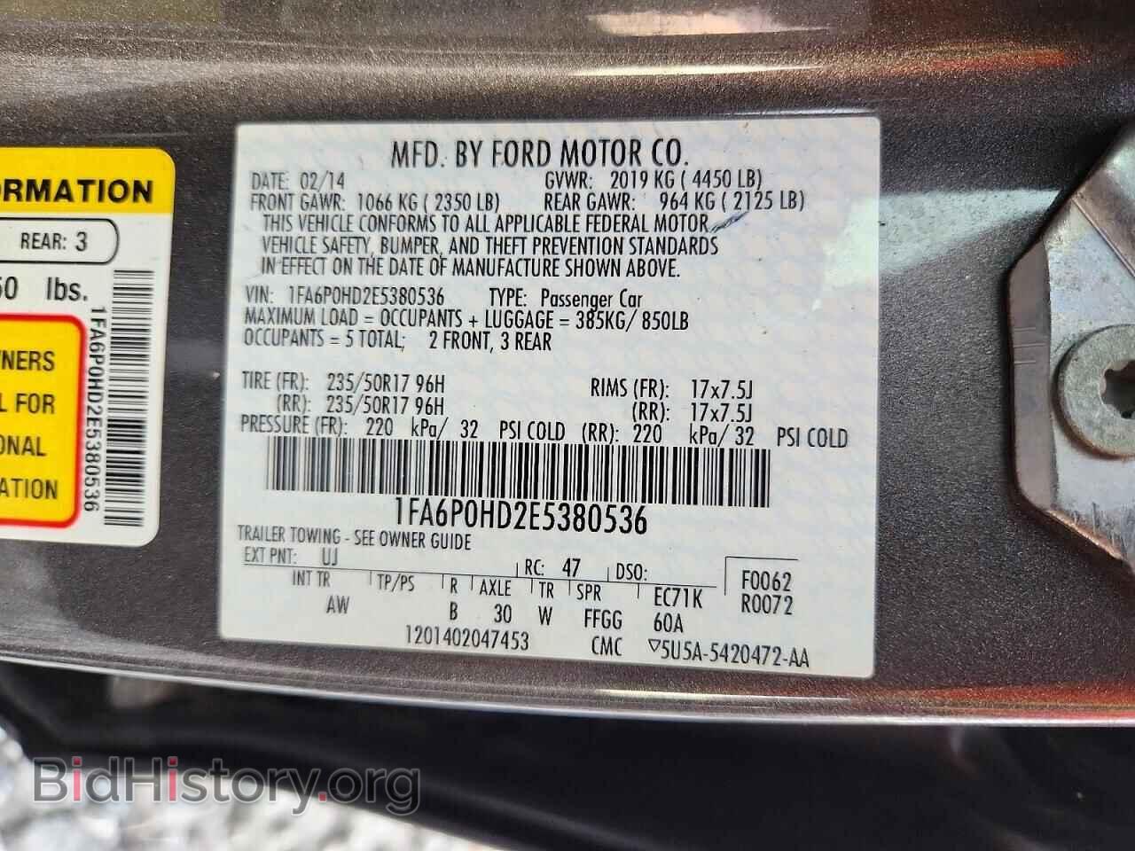 2014 FORD FUSION - VIN: 1FA6P0HD2E5380536 - Photo 12