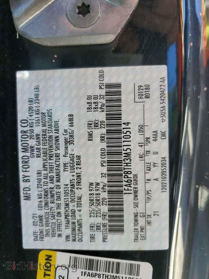 2021 FORD ALL Models - VIN: 1FA6P8TH3M5110514 - Фото 12