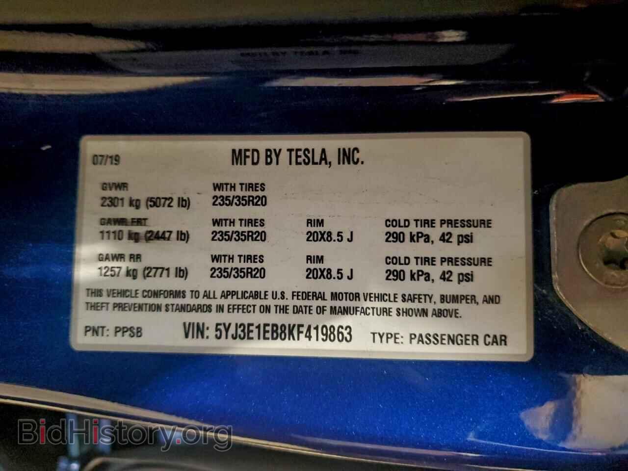 2019 TESLA MODEL 3 - VIN: 5YJ3E1EB8KF419863 - Photo 12