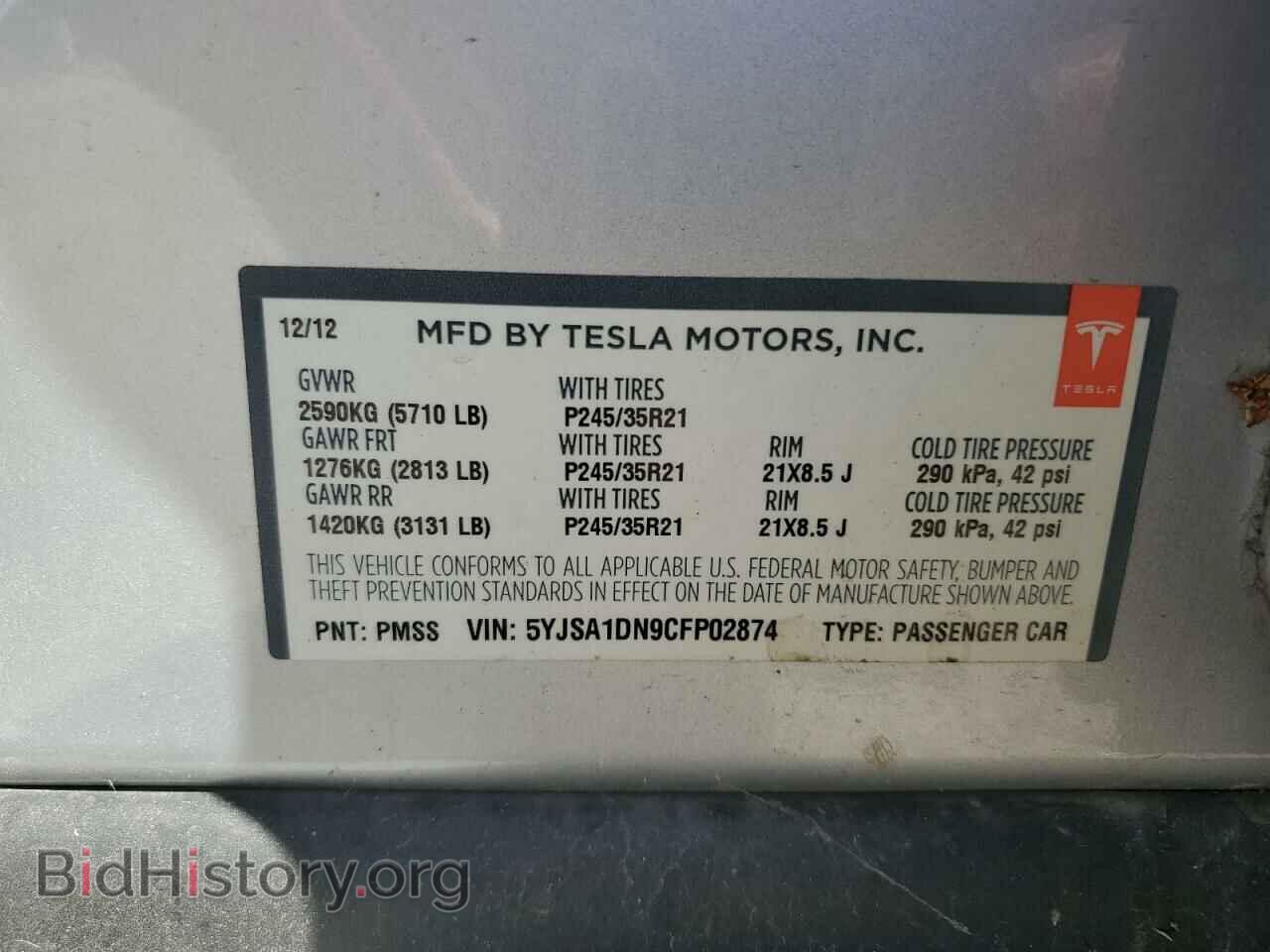 2012 TESLA MODEL S - VIN: 5YJSA1DN9CFP02874 - Photo 13