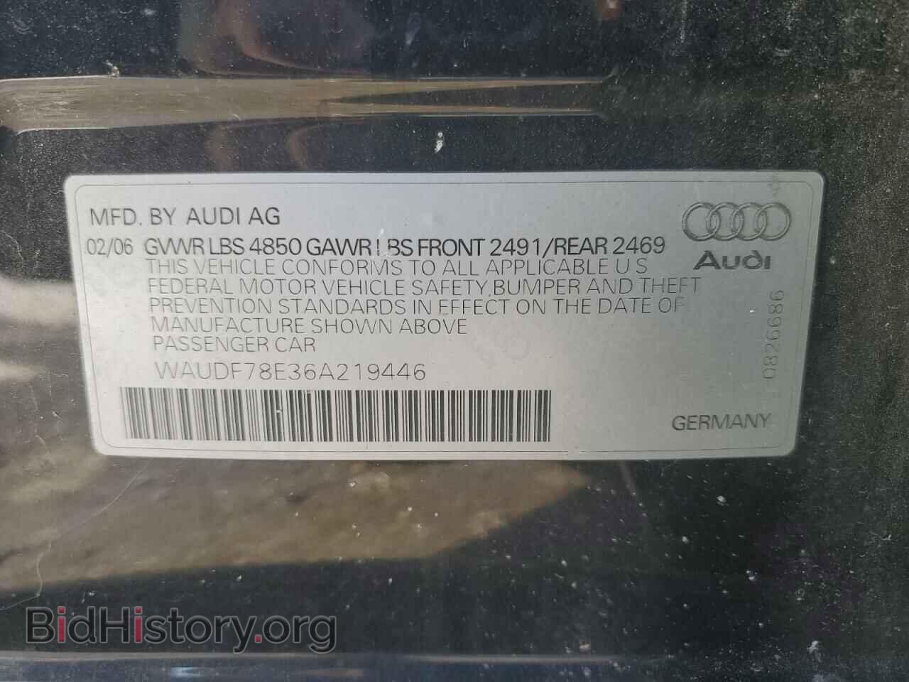 2006 AUDI A4 - VIN: WAUDF78E36A219446 - Фото 12