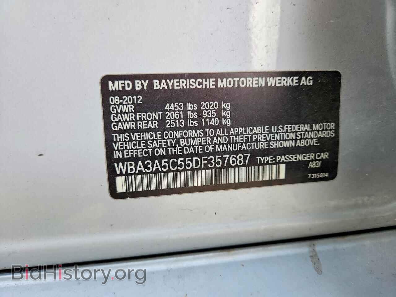 2013 BMW 3 SERIES - VIN: WBA3A5C55DF357687 - Фото 12