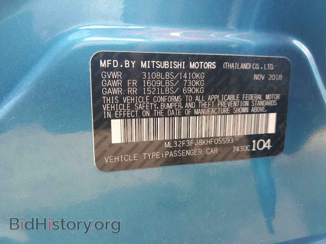 2019 MITSUBISHI MIRAGE - VIN: ML32F3FJ8KHF05593 - Фото 12