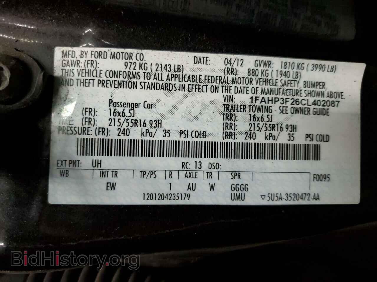 2012 FORD FOCUS - VIN: 1FAHP3F26CL402087 - Фото 12