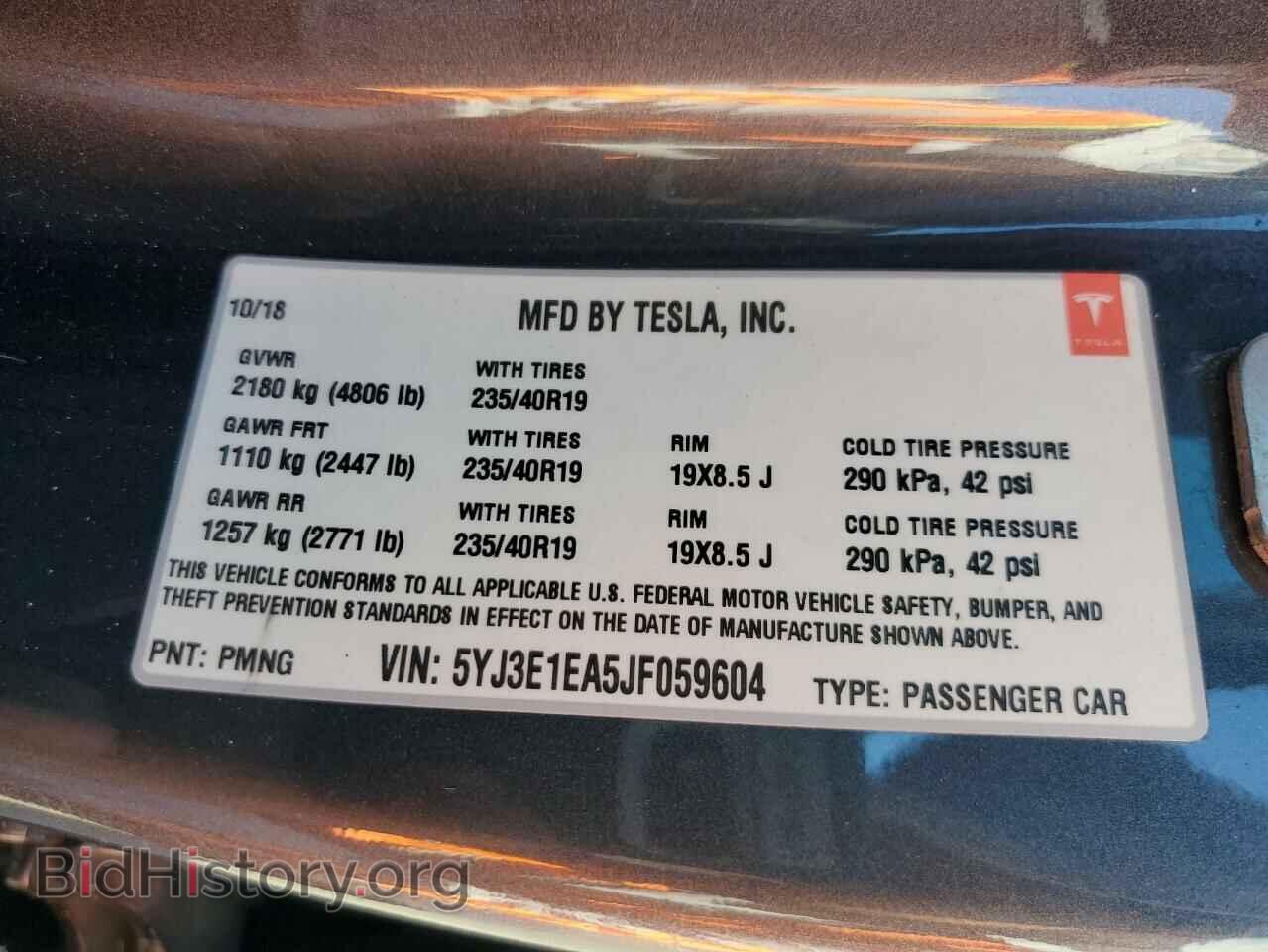 2018 TESLA MODEL 3 - VIN: 5YJ3E1EA5JF059604 - Фото 12