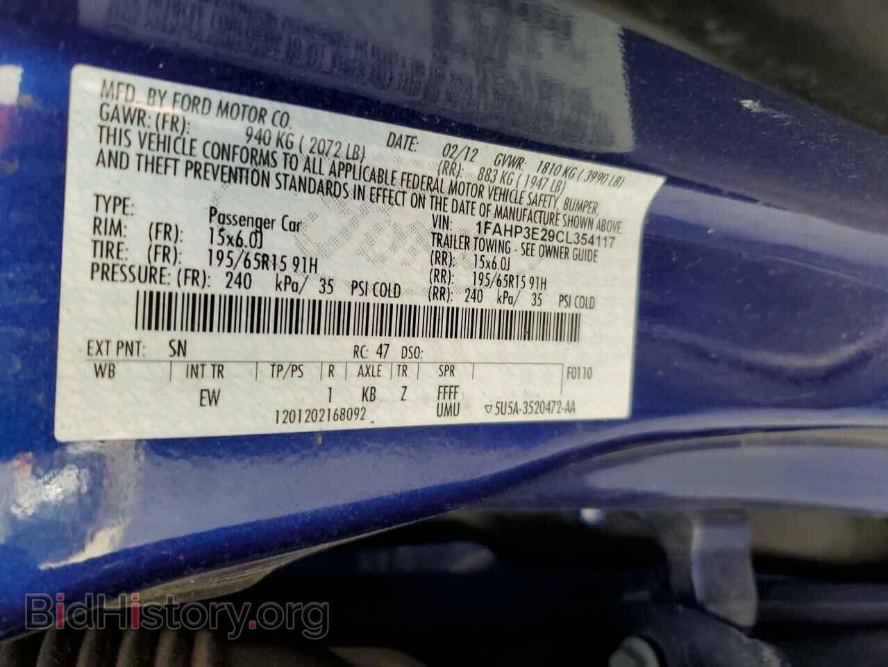 2012 FORD FOCUS - VIN: 1FAHP3E29CL354117 - Фото 12