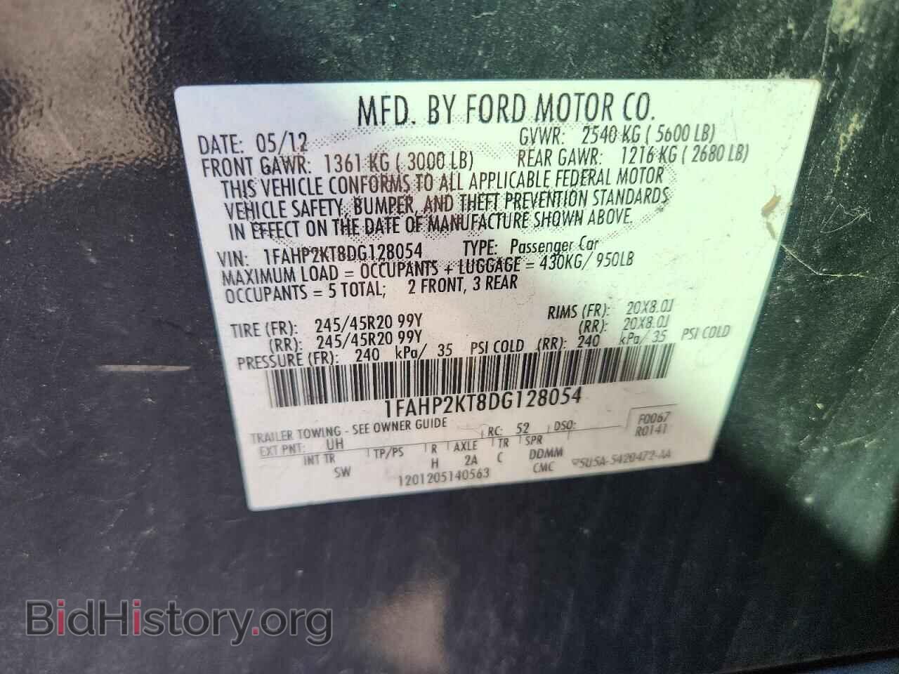 2013 FORD TAURUS - VIN: 1FAHP2KT8DG128054 - Фото 12