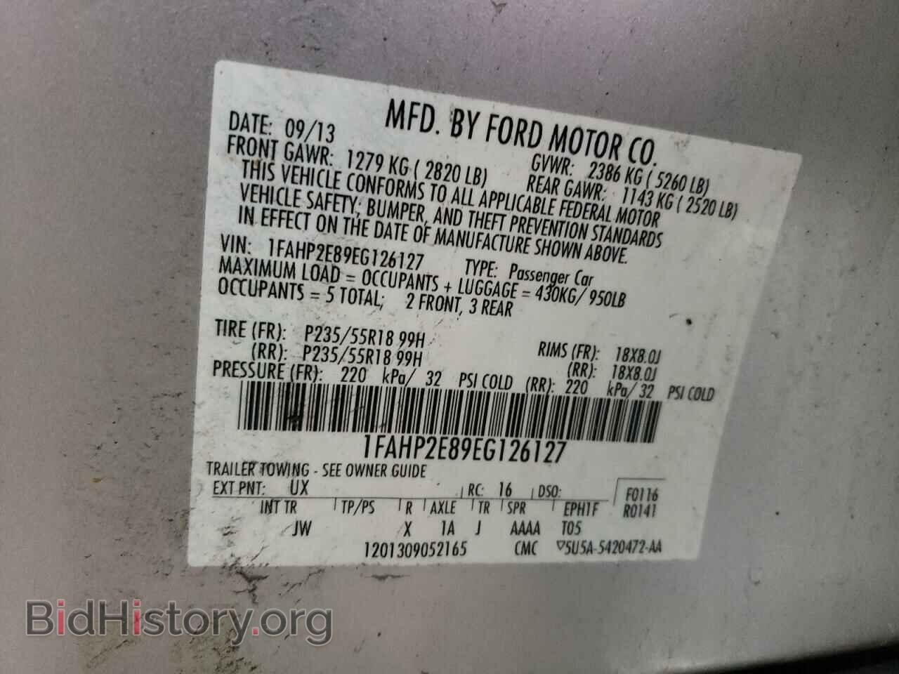 2014 FORD TAURUS - VIN: 1FAHP2E89EG126127 - Фото 13