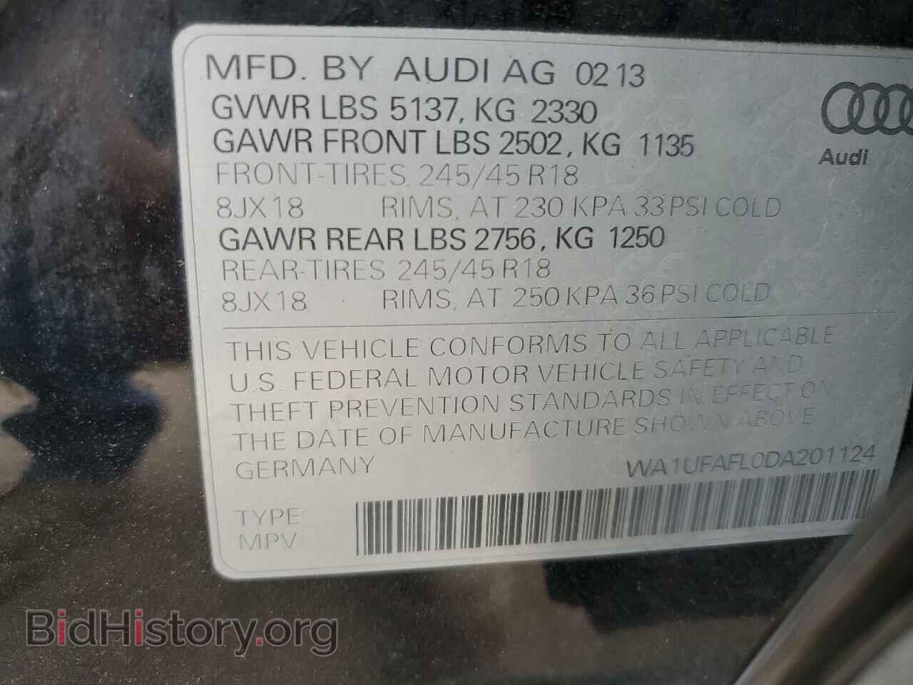 2013 AUDI A4 - VIN: WA1UFAFL0DA201124 - Фото 12