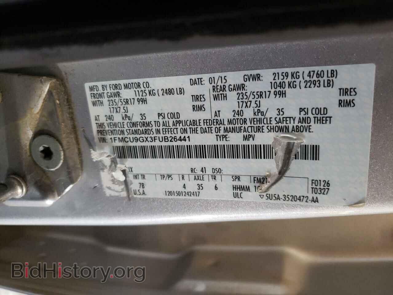 2015 FORD ESCAPE - VIN: 1FMCU9GX3FUB26441 - Photo 13