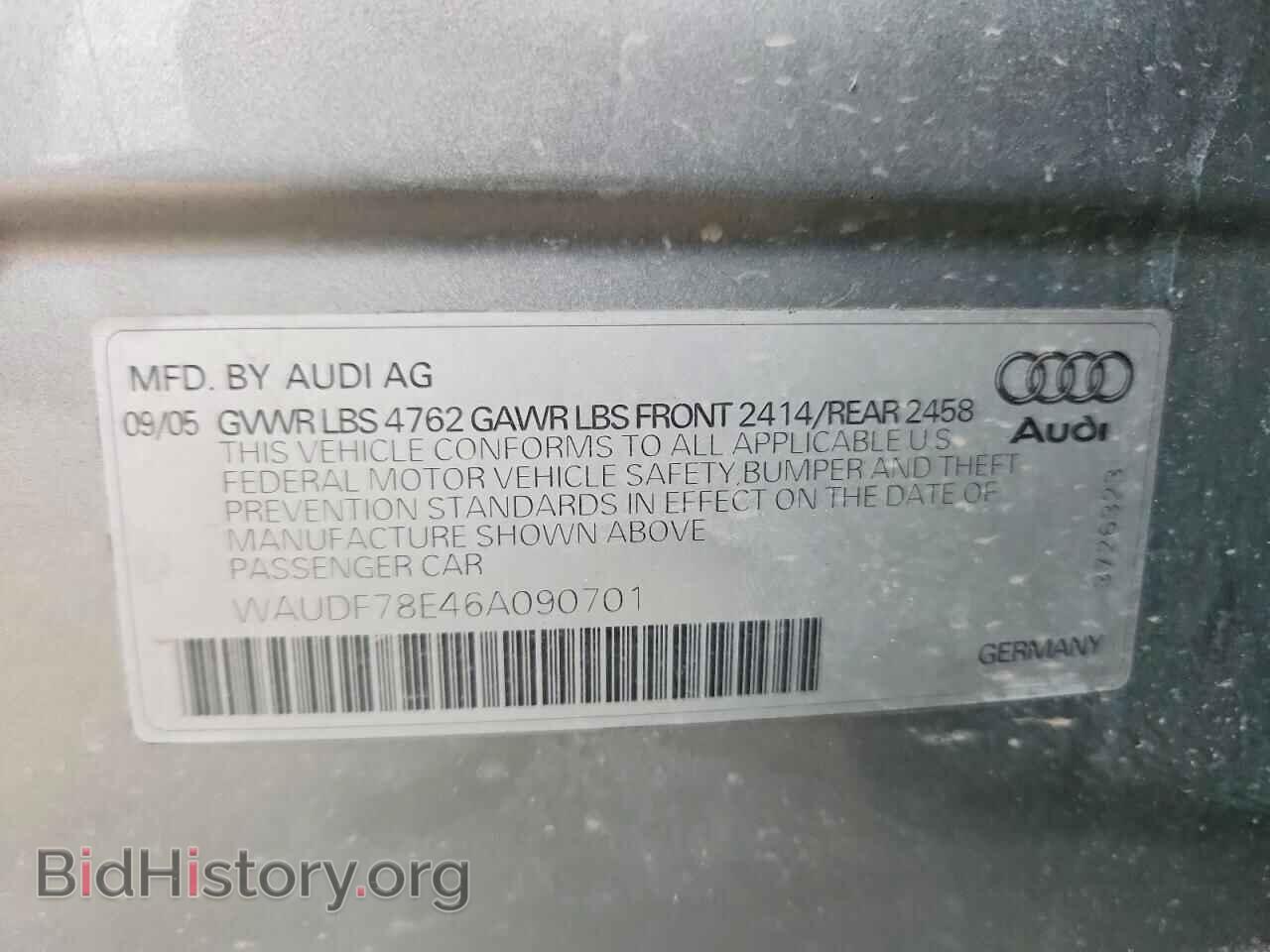 2006 AUDI A4 - VIN: WAUDF78E46A090701 - Фото 13