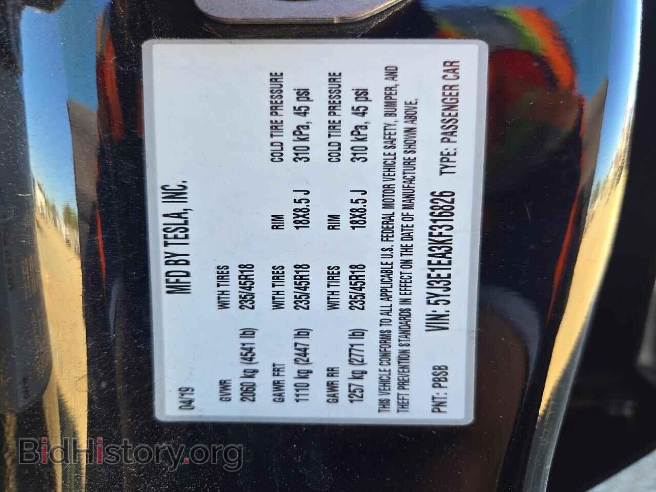 2019 TESLA MODEL 3 - VIN: 5YJ3E1EA3KF316826 - Photo 12