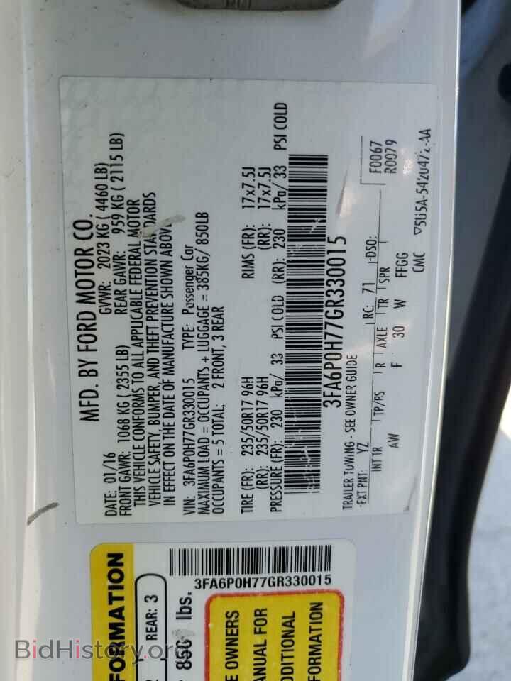 2016 FORD FUSION - VIN: 3FA6P0H77GR330015 - Фото 13
