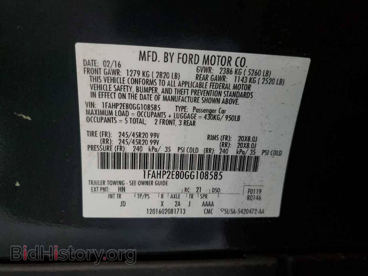 2016 FORD TAURUS - VIN: 1FAHP2E80GG108585 - Photo 13