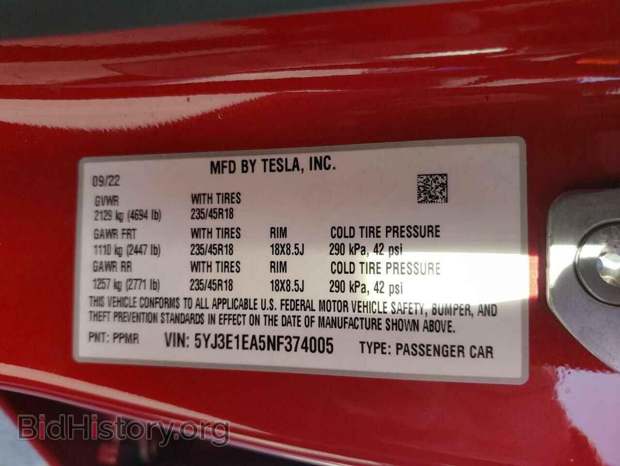 2022 TESLA MODEL 3 - VIN: 5YJ3E1EA5NF374005 - Photo 12