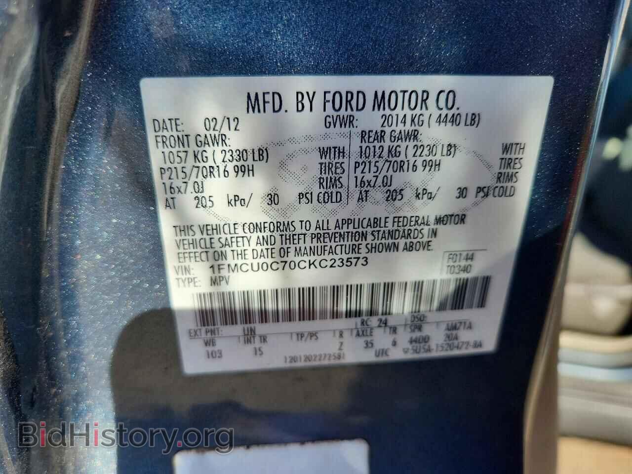 2012 FORD ESCAPE - VIN: 1FMCU0C70CKC23573 - Фото 13