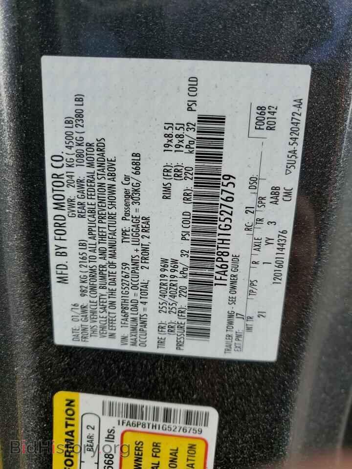 2016 FORD ALL Models - VIN: 1FA6P8TH1G5276759 - Фото 12
