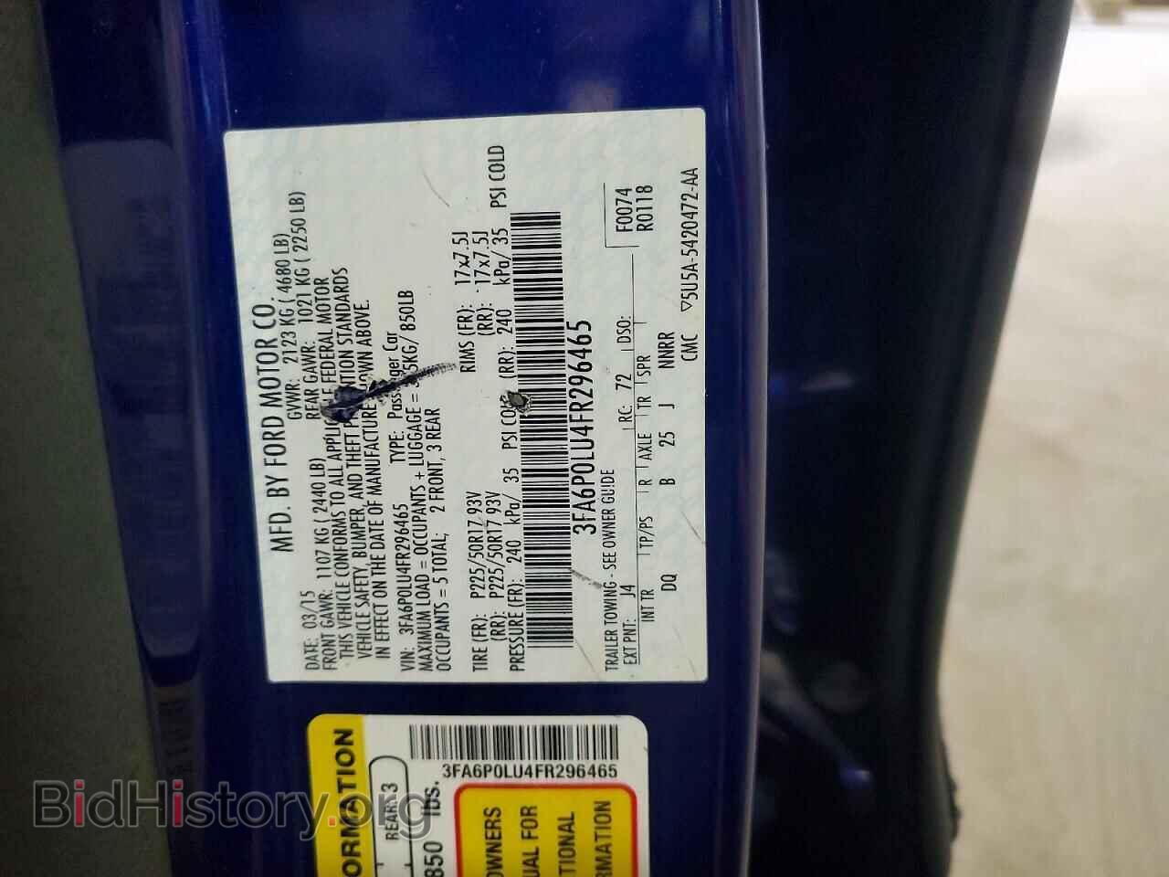 2015 FORD FUSION - VIN: 3FA6P0LU4FR296465 - Photo 13
