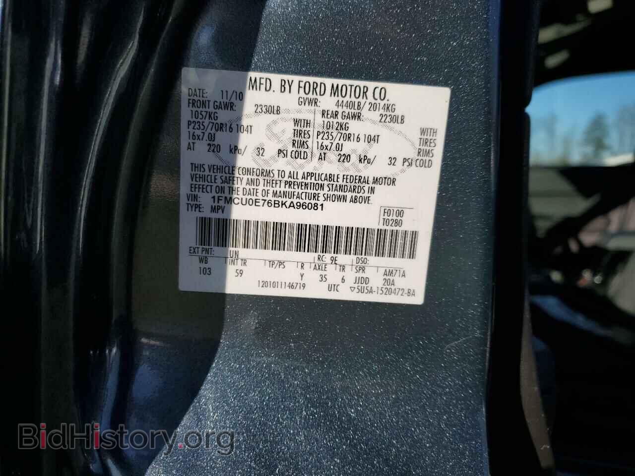 2011 FORD ESCAPE - VIN: 1FMCU0E76BKA96081 - Фото 13