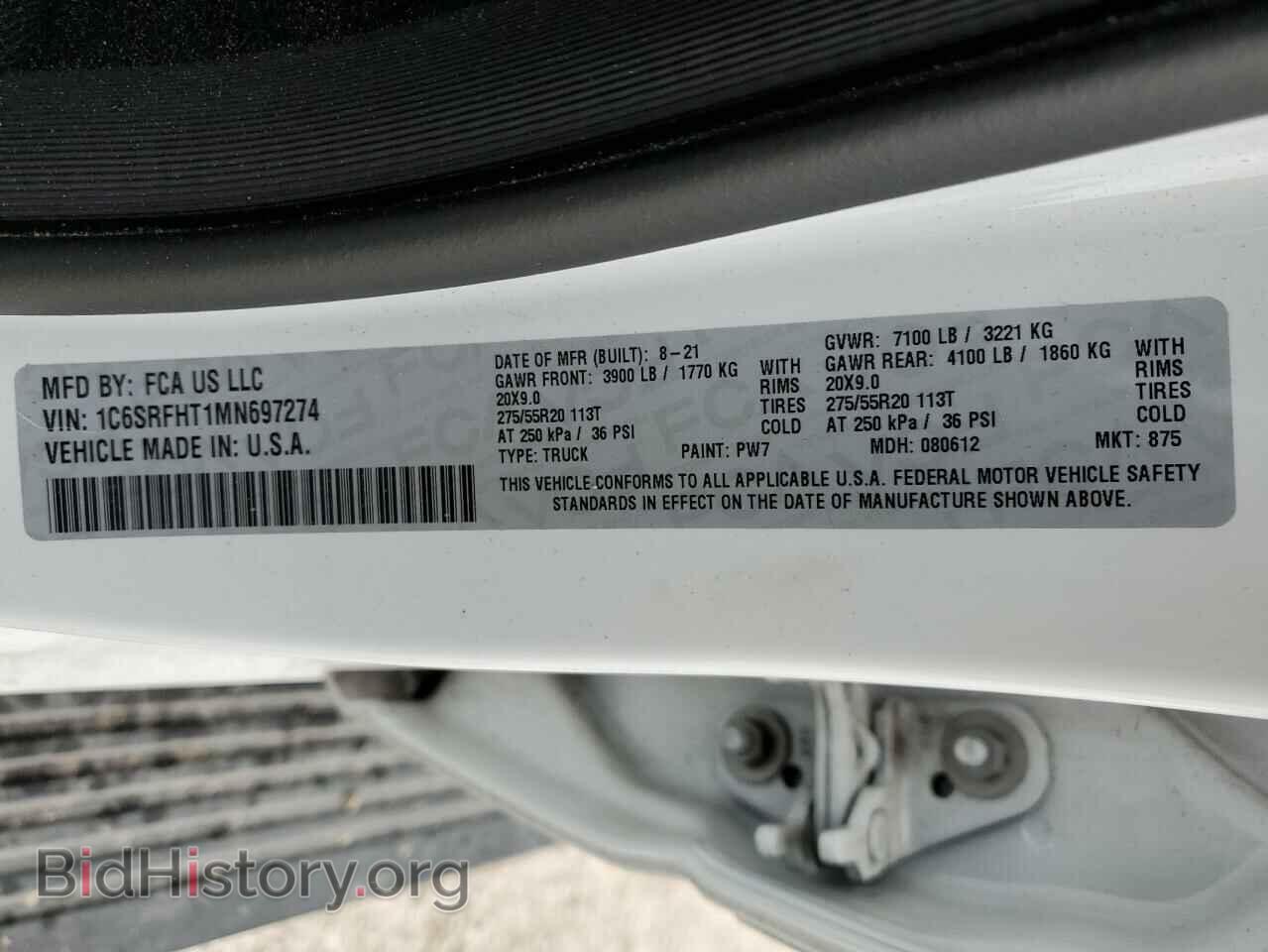 2021 RAM 1500 - VIN: 1C6SRFHT1MN697274 - Фото 12