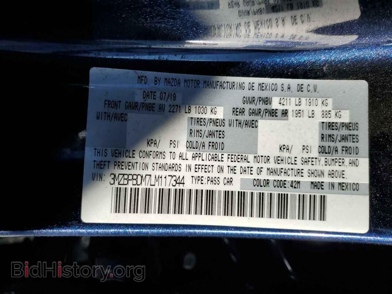 2020 MAZDA 3 - VIN: 3MZBPBDM7LM117344 - Фото 12