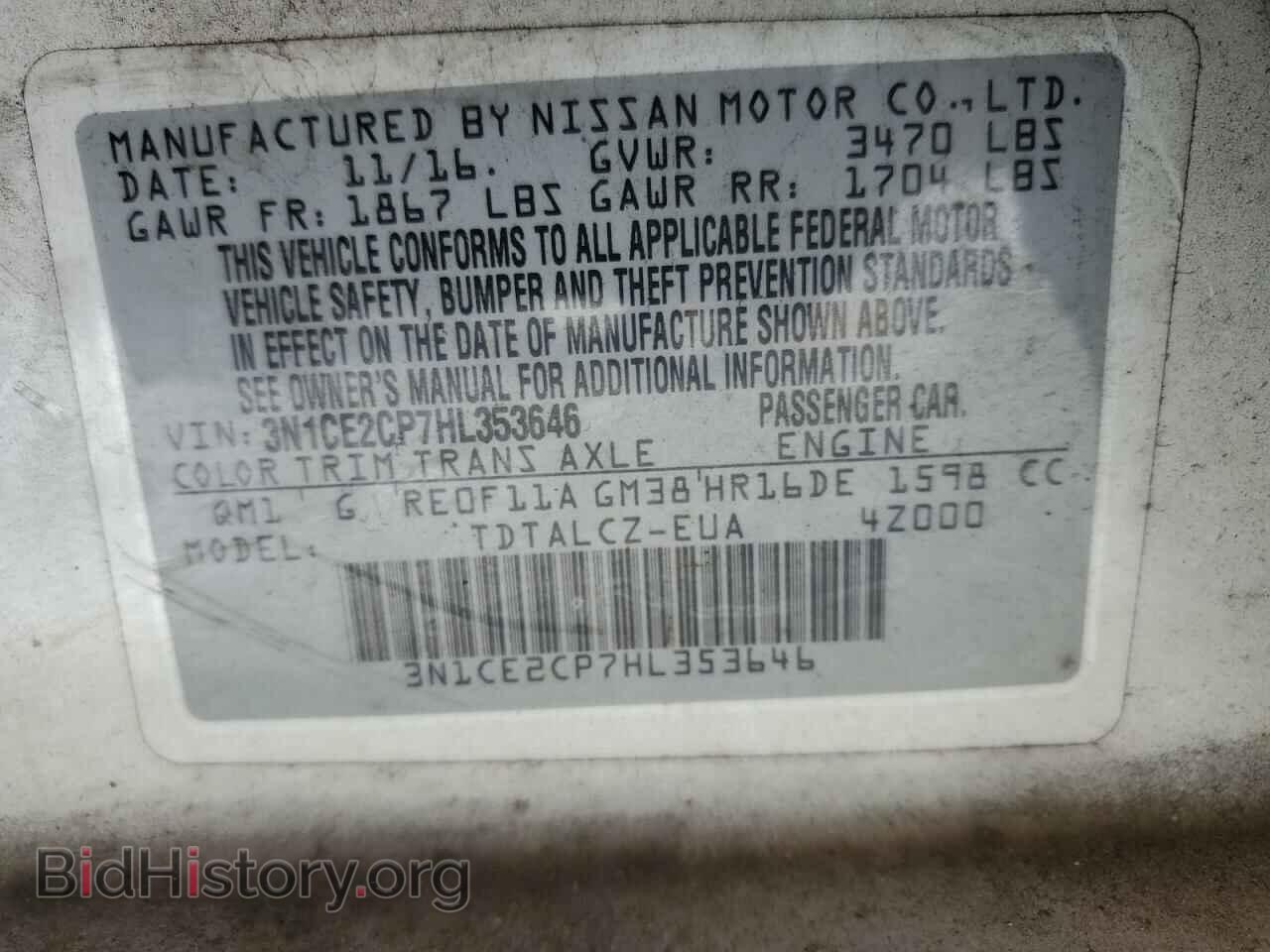 2017 NISSAN VERSA - VIN: 3N1CE2CP7HL353646 - Фото 12